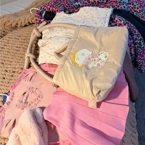 Dimmo World Pop Mart Beige and Pink Cartoon Tote Bag